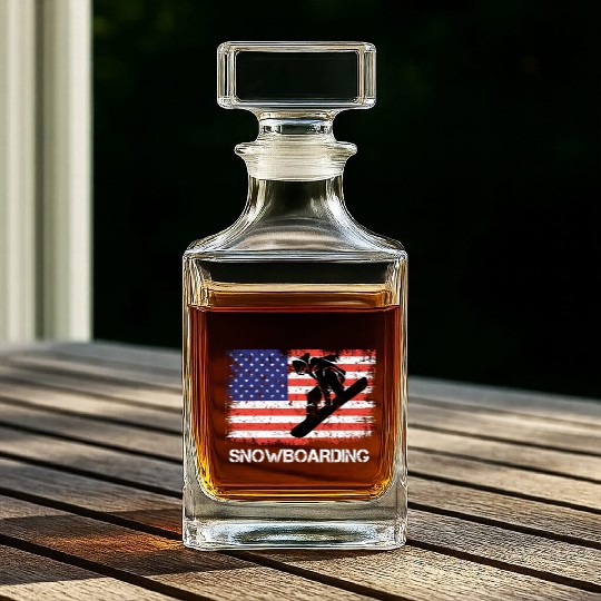 America Snowboarding Stars and Stripes Snowboard Whiskey Decanters