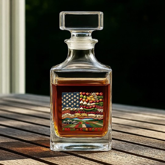 Roots of Pride: Eco-Friendly Harvest Flag Design Whiskey Decanters