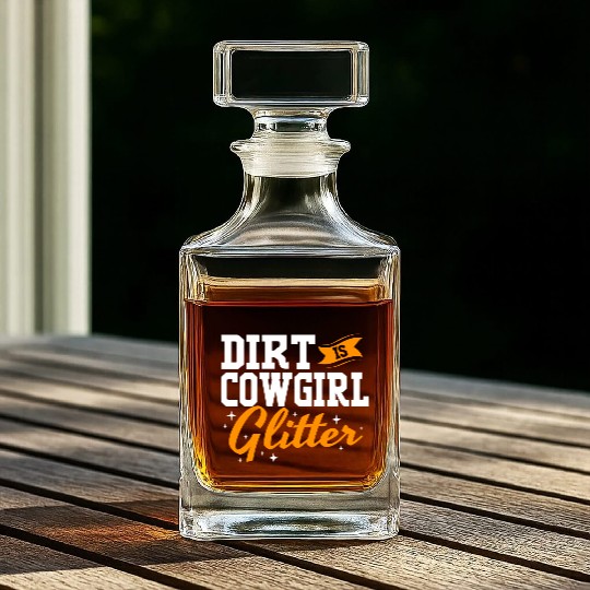 Funny Barrel Racing Women Dirt Is Cowgirl Glitter Whiskey Decanters