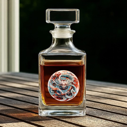 Chinese Dragon Mandala Art Whiskey Decanters