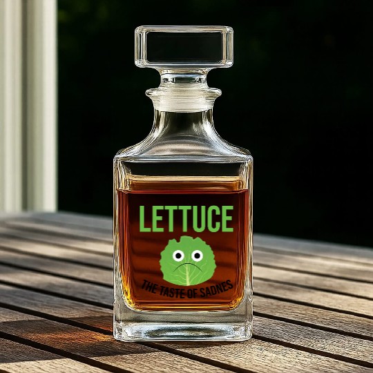 Lettuce The Taste of Sadness Funny Vegan Green FF Band Whiskey Decanters