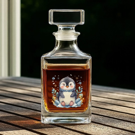 A cute penguin animal cartoon Whiskey Decanters