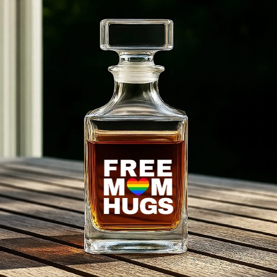 Free Mom Hugs, Free Mom Hugs Rainbow Gay Pride Whiskey Decanters