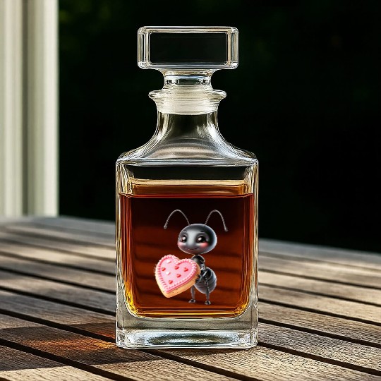 Ant With Heart Cookie Valentine's Day Greeting Whiskey Decanters