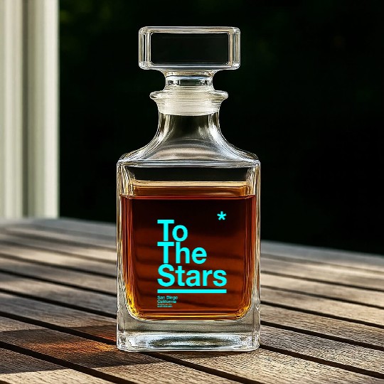To The Stars Light Blue Whiskey Decanters