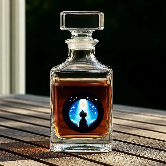 Digital Night Sky - 8-Bit Childhood Dreams Whiskey Decanters