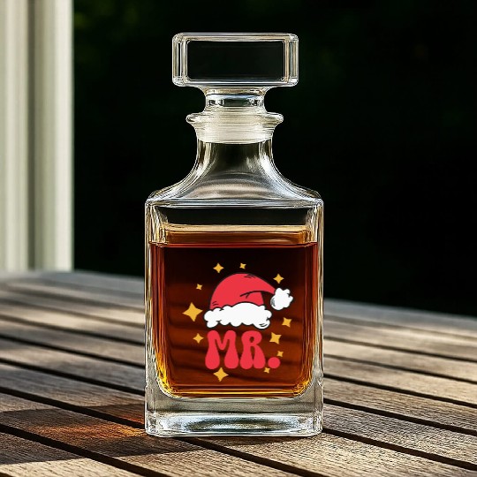 Mr And Mrs Claus Christmas Couples Matching Pajama Whiskey Decanters