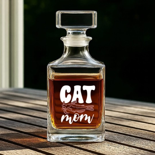 Cat Mom Catfish Catfishing Angler Noodler Whiskey Decanters