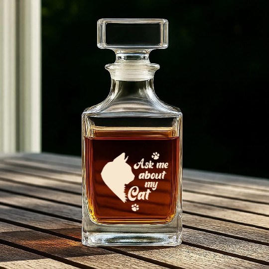 Ask Me About My Cat Lover Mom Gift Whiskey Decanters
