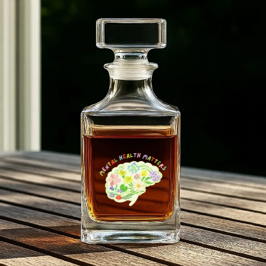 Mental Health Matters Floral Mind Nature Brain Whiskey Decanters
