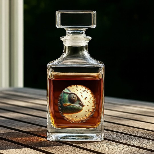 Chameleon head surrounded by bees Whiskey Decanters