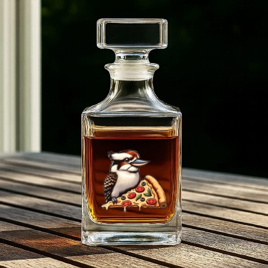 Kookaburra is enjoying a delicious pizza Whiskey Decanters