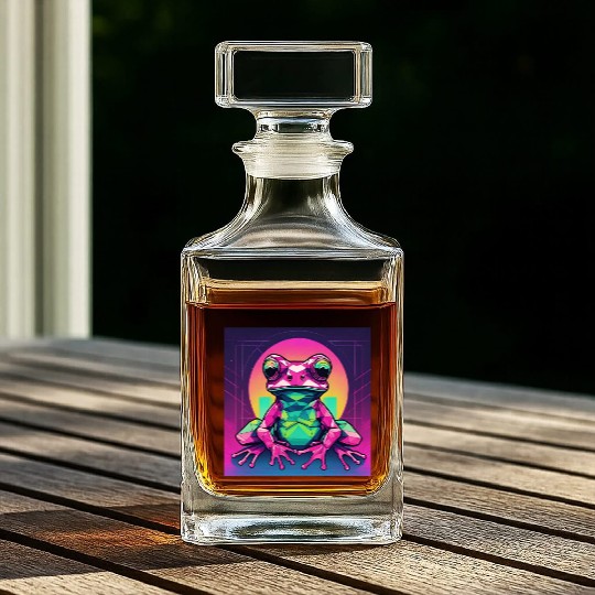 Geometric Synthwave Frog Whiskey Decanters