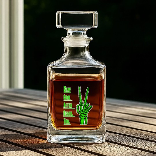 Cool Hand Skeleton Art. Whiskey Decanters