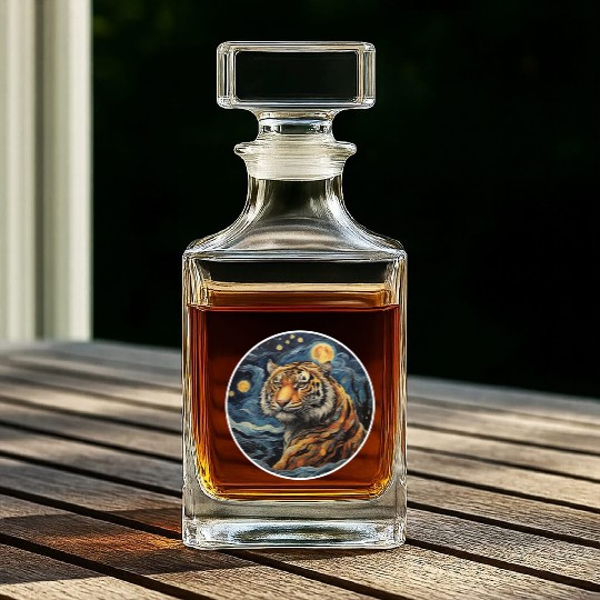 tiger design in painting style Whiskey Decanters