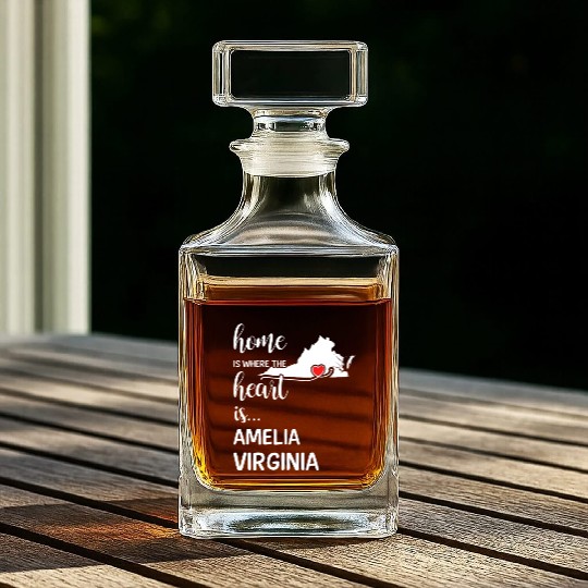 Amelia County Virginia Is Where My Heart Is Gift Whiskey Decanters