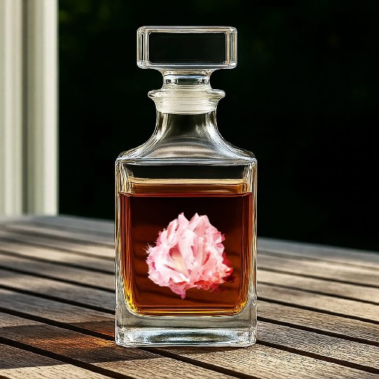 bright pink rose quartz crystal motif Whiskey Decanters