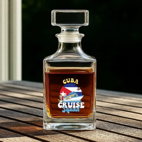 Cuba Cruise Squad Family Vacation Trip Whiskey Decanters