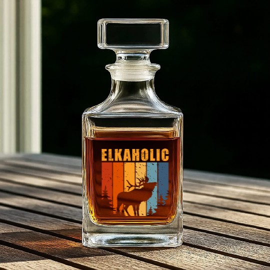 Elk Hunting Elkaholic Hunters Whiskey Decanters