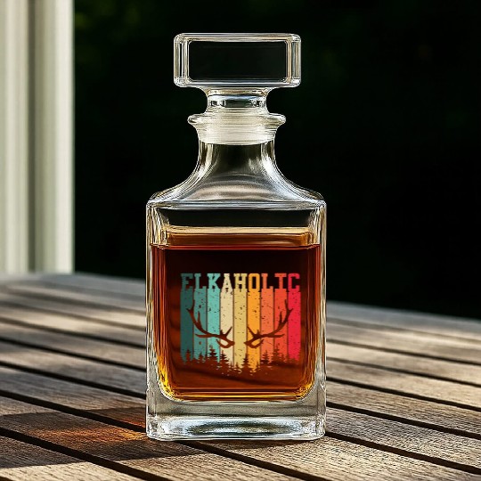 Elk Hunting Elkaholic Hunters Whiskey Decanters