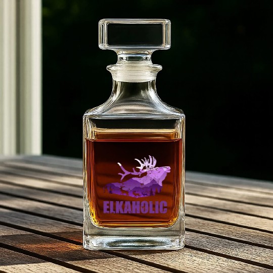 Elk Hunting Elkaholic Hunters Whiskey Decanters