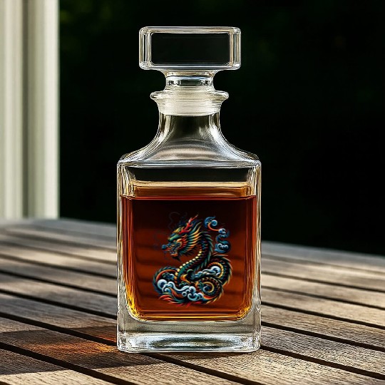 Colorful Dragon Zodiac Chinese Dragon Art Whiskey Decanters