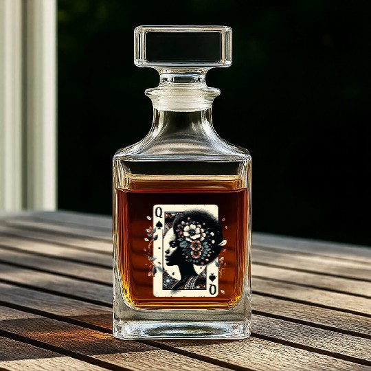 Black Queen Poker Tarot Card African American Whiskey Decanters