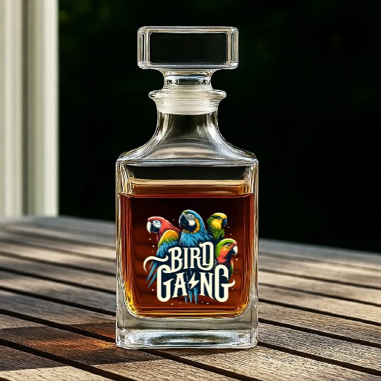 Bird Gang Parrot Funny Birder Flock Owner Macaw Whiskey Decanters