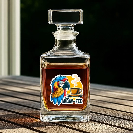 Blue Gold Macaw Macaw-Fee Coffee Lover Whiskey Decanters