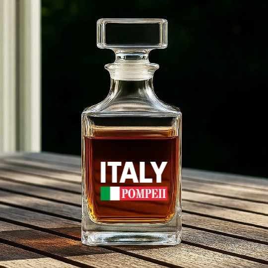 Italy Flag Pompeii Conservation Volcanic Eruption Whiskey Decanters