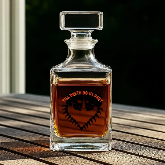 Skulls Till Death Do Us Part Heart © Whiskey Decanters