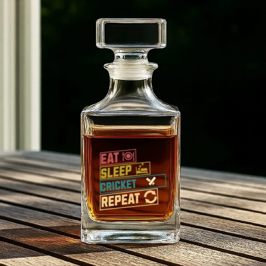 Eat sleep cricket repeat hobby Whiskey Decanters
