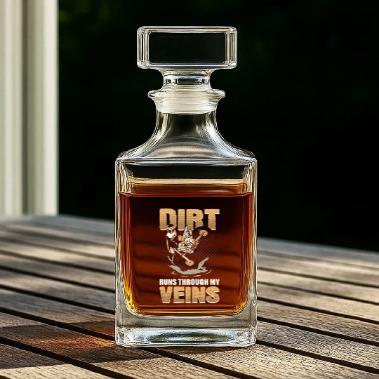 Dirt Runs Through My Veins Motocross Dirt Bike Whiskey Decanters
