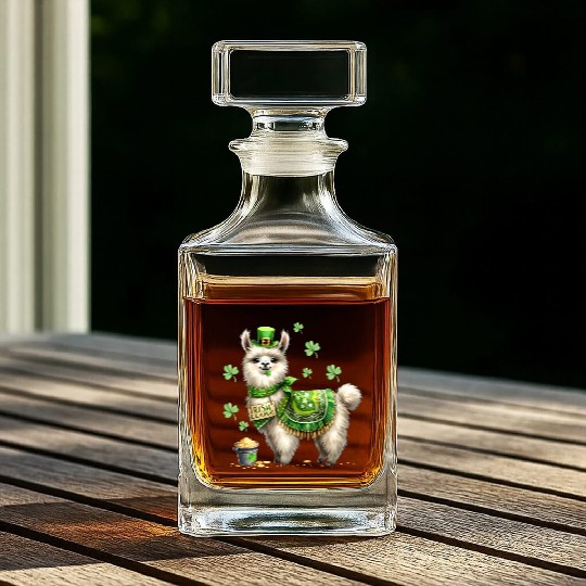 Irish LLama St Patrick Day Whiskey Decanters