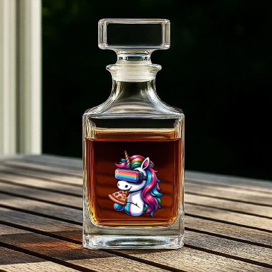 Unicorn VR: Rainbow Pizza Universe Whiskey Decanters