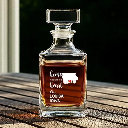 Louisa County Iowa Is Where My Heart Is Gift Whiskey Decanters