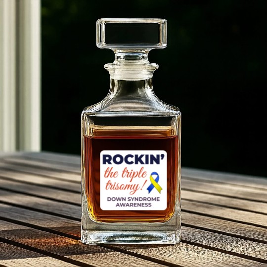 Down Syndrome Awareness Triple Trisomy Rock Whiskey Decanters