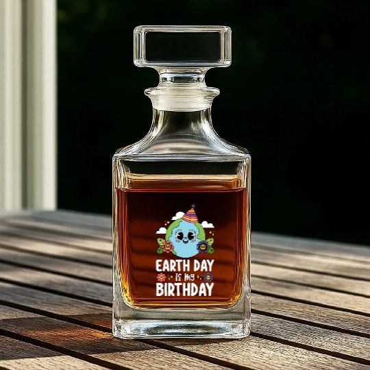 Earth Day Is My Birthday Funny Planet Nature Whiskey Decanters
