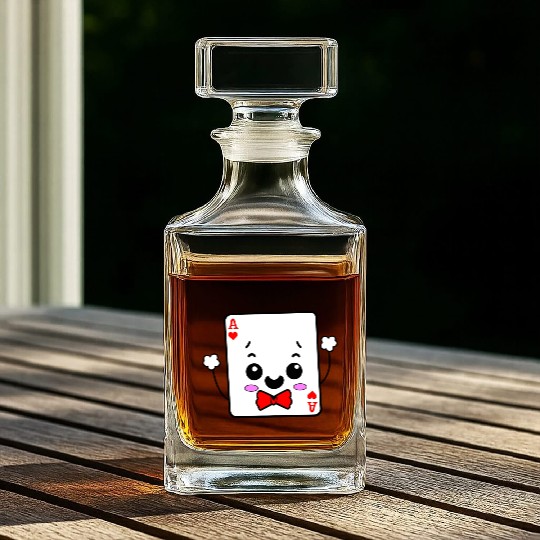 Kawaii Ace of Hearts Playing Card Whiskey Decanters