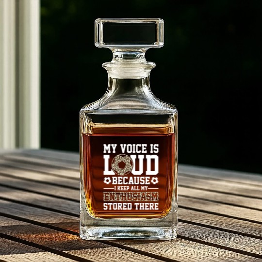 My voice is loud leopard soccer mom Whiskey Decanters
