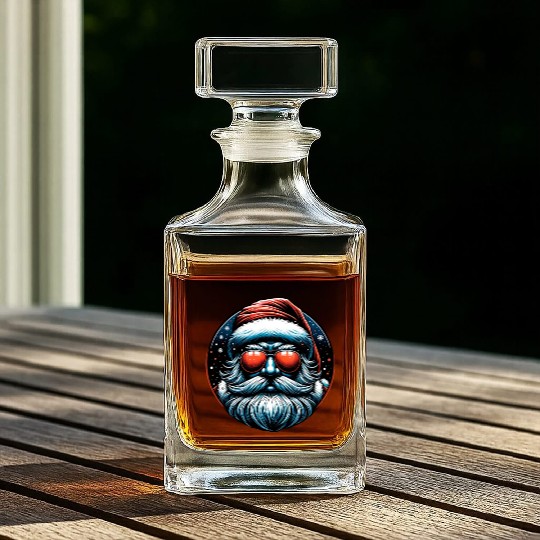 Modern Santa Claus Cyber Punk design Funny Gift Whiskey Decanters