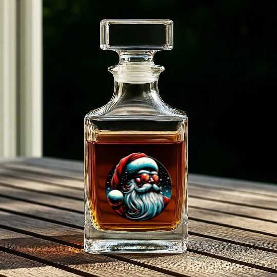Modern Santa Claus Cyber Punk design Funny Gift Whiskey Decanters