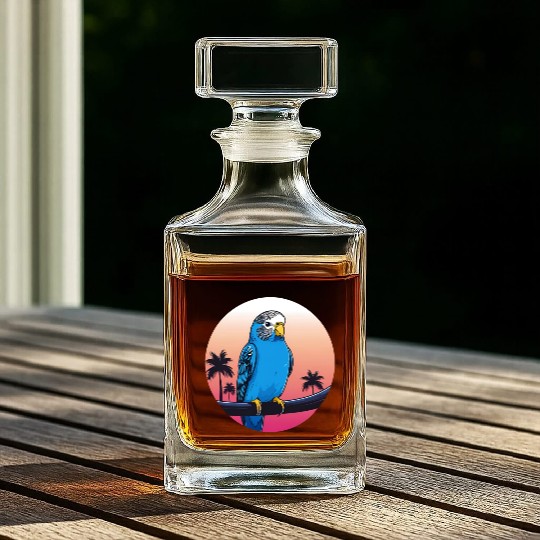 Synthwave Blue Budgie 2 Whiskey Decanters