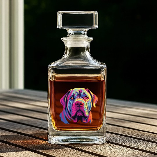 Watercolor Colorful Neapolitan Mastiff Whiskey Decanters
