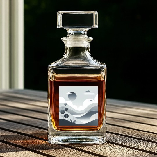 "Tranquil Monochrome Horizon" Whiskey Decanters