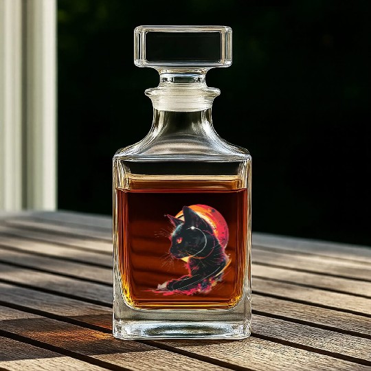 Solar Eclipse with Cat Whiskey Decanters
