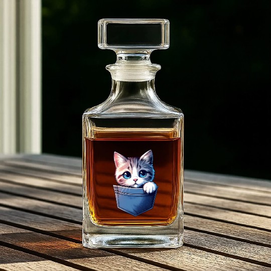 Meowy in a pocket Whiskey Decanters
