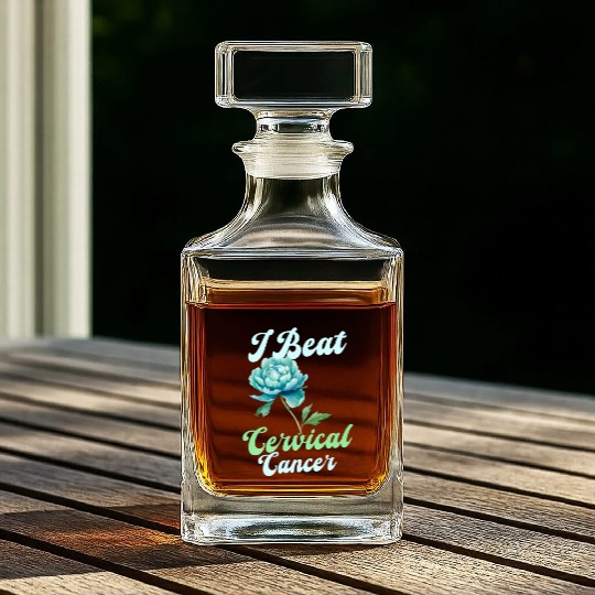 Cervical Cancer Awareness I Beat Cervical Cancer Whiskey Decanters