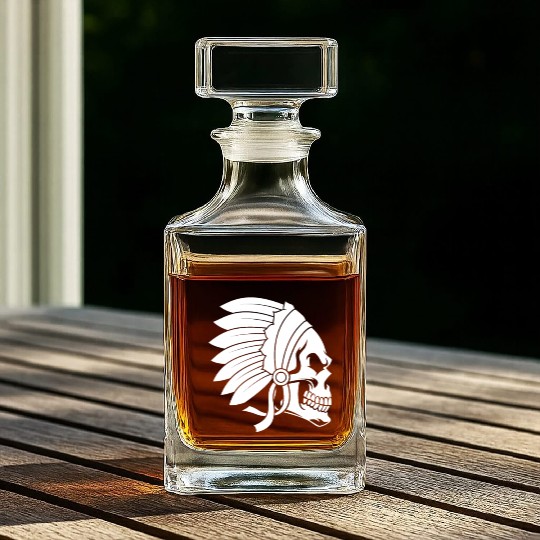 Indigenous Native American Skull Head Whiskey Decanters