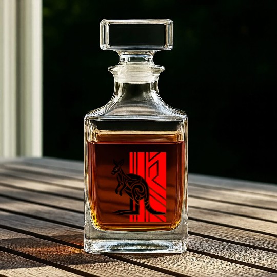 Kangaroo Vector Design 3 Colors Whiskey Decanters